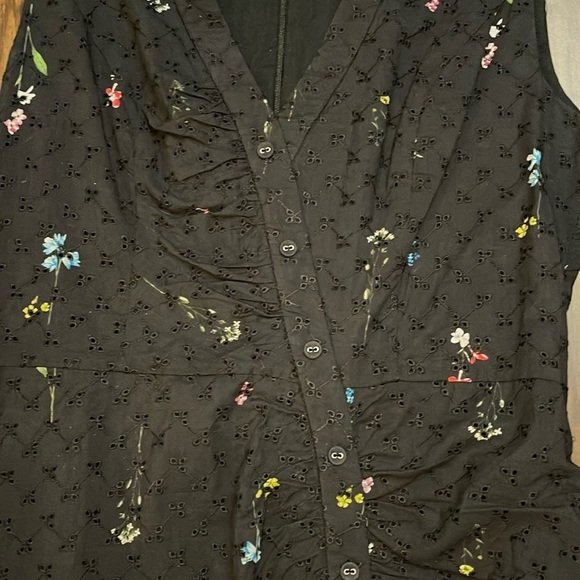 Parker Candy Ruched Floral Embroidered High Low Dress In Black Gigi 8 - Picture 13 of 16